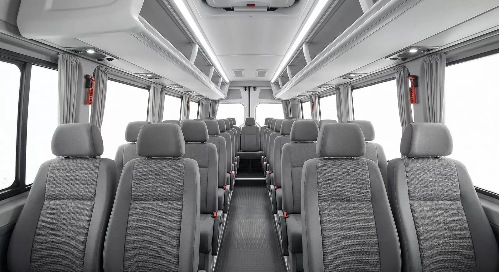 18 Passenger Coach Bus interior — Denver Party Ride fleet (16–18 passengers)