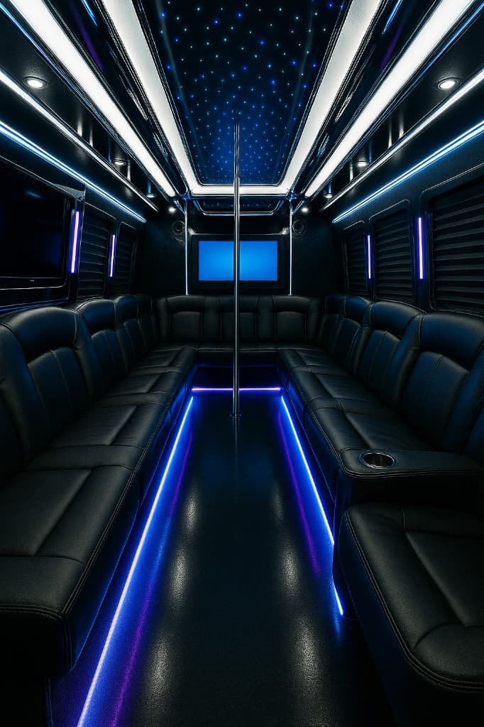 26 Passenger Party Bus interior