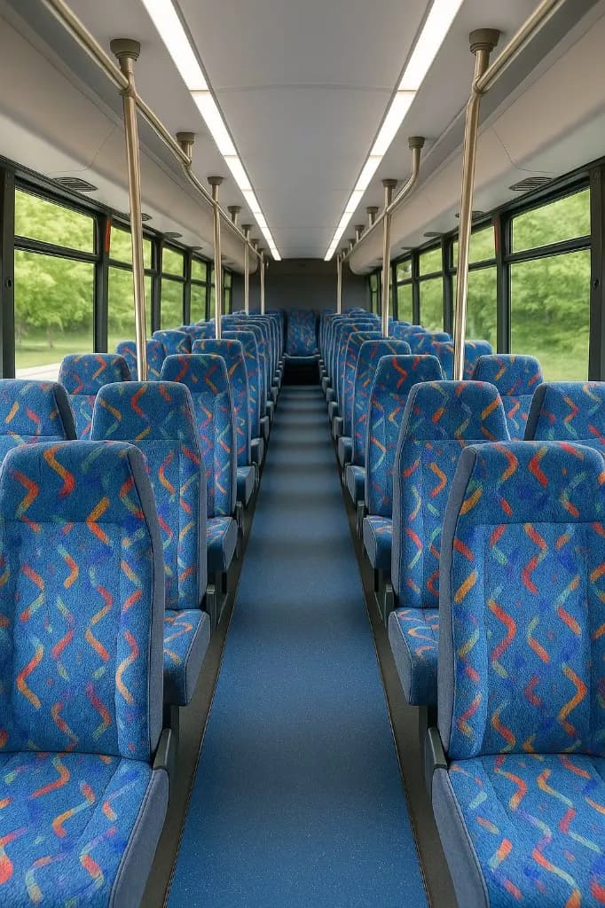 36 Passenger Coach Bus interior — Denver Party Ride fleet (34–36 passengers)