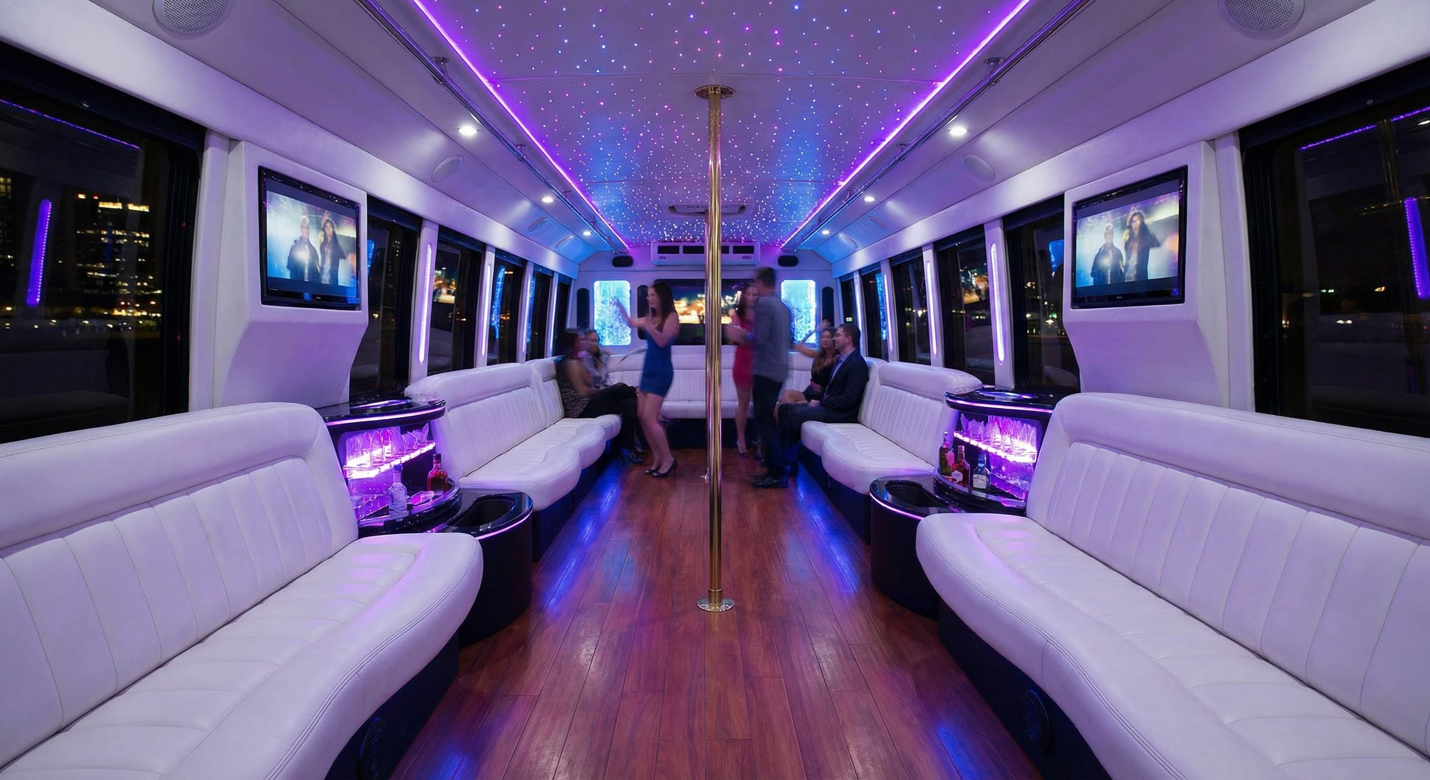 42 Passenger Party Bus interior photo