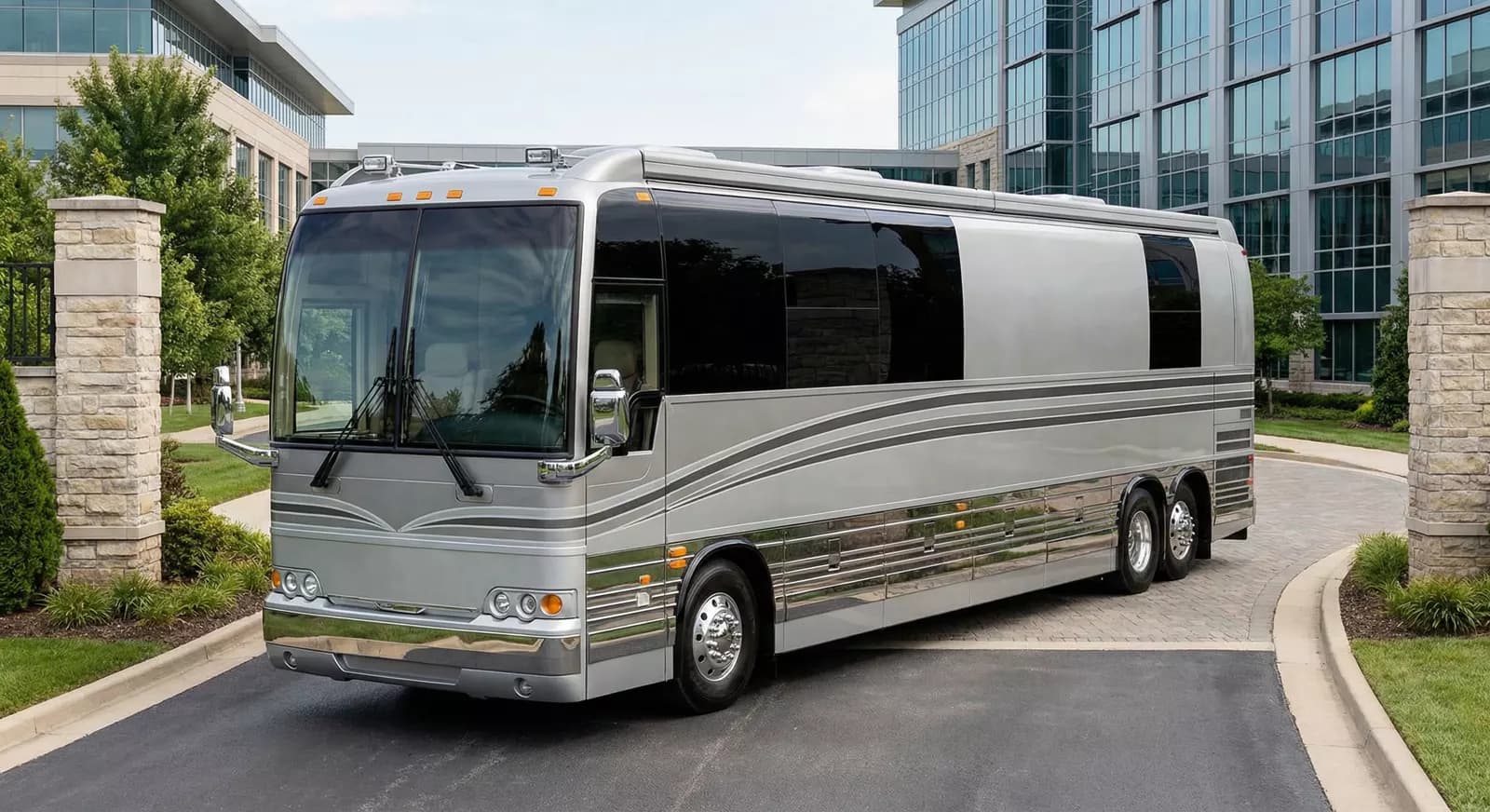 50 Passenger Coach Bus exterior for charter services events
