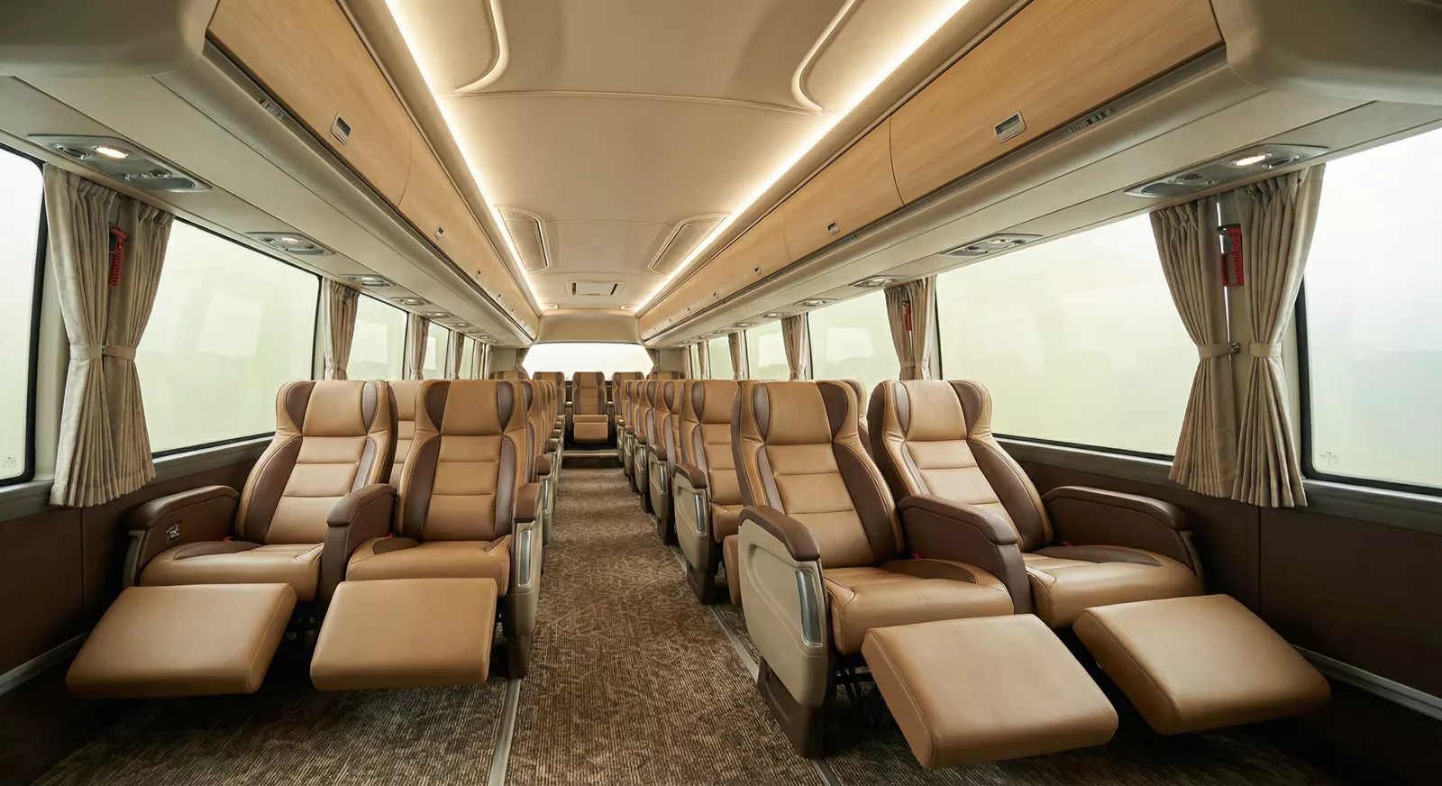 52 Passenger Coach Bus interior — Denver Party Ride fleet (50–52 passengers)