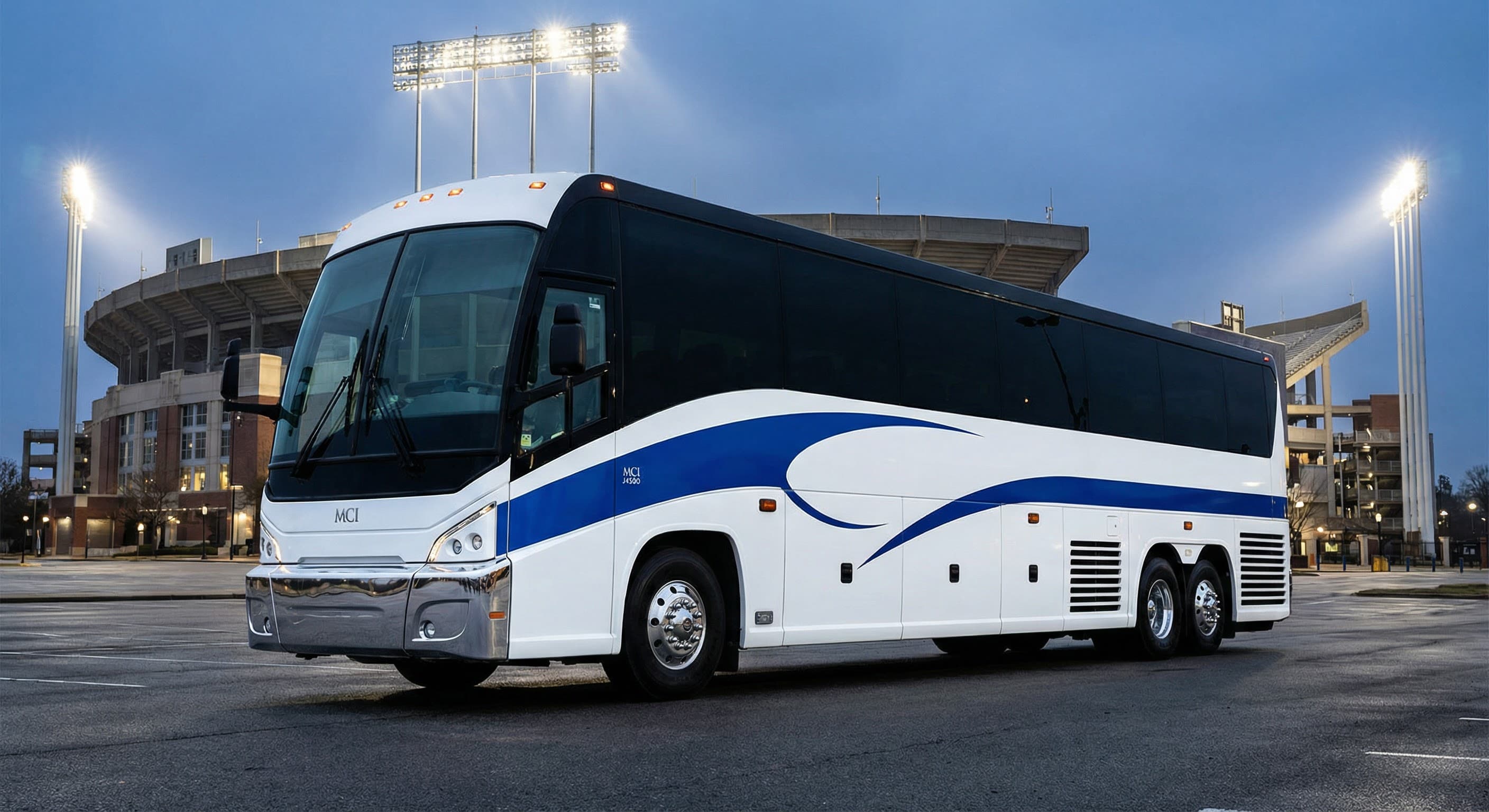 56 Passenger Coach Bus exterior for charter services