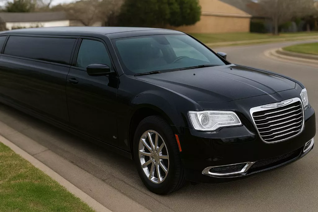 Black stretch limousine exterior