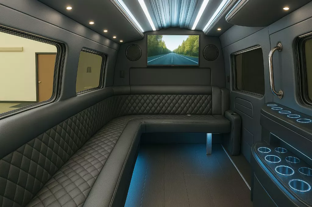 12-passenger limo Sprinter interior