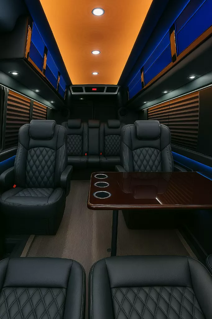 14-passenger executive shuttle interior