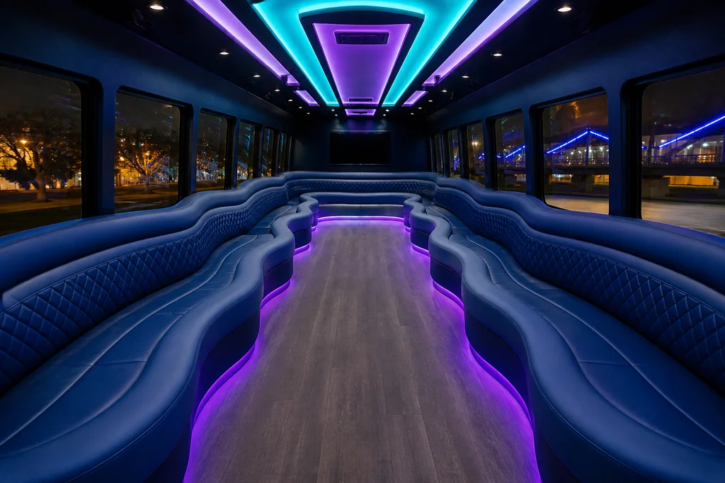 42-passenger party bus interior