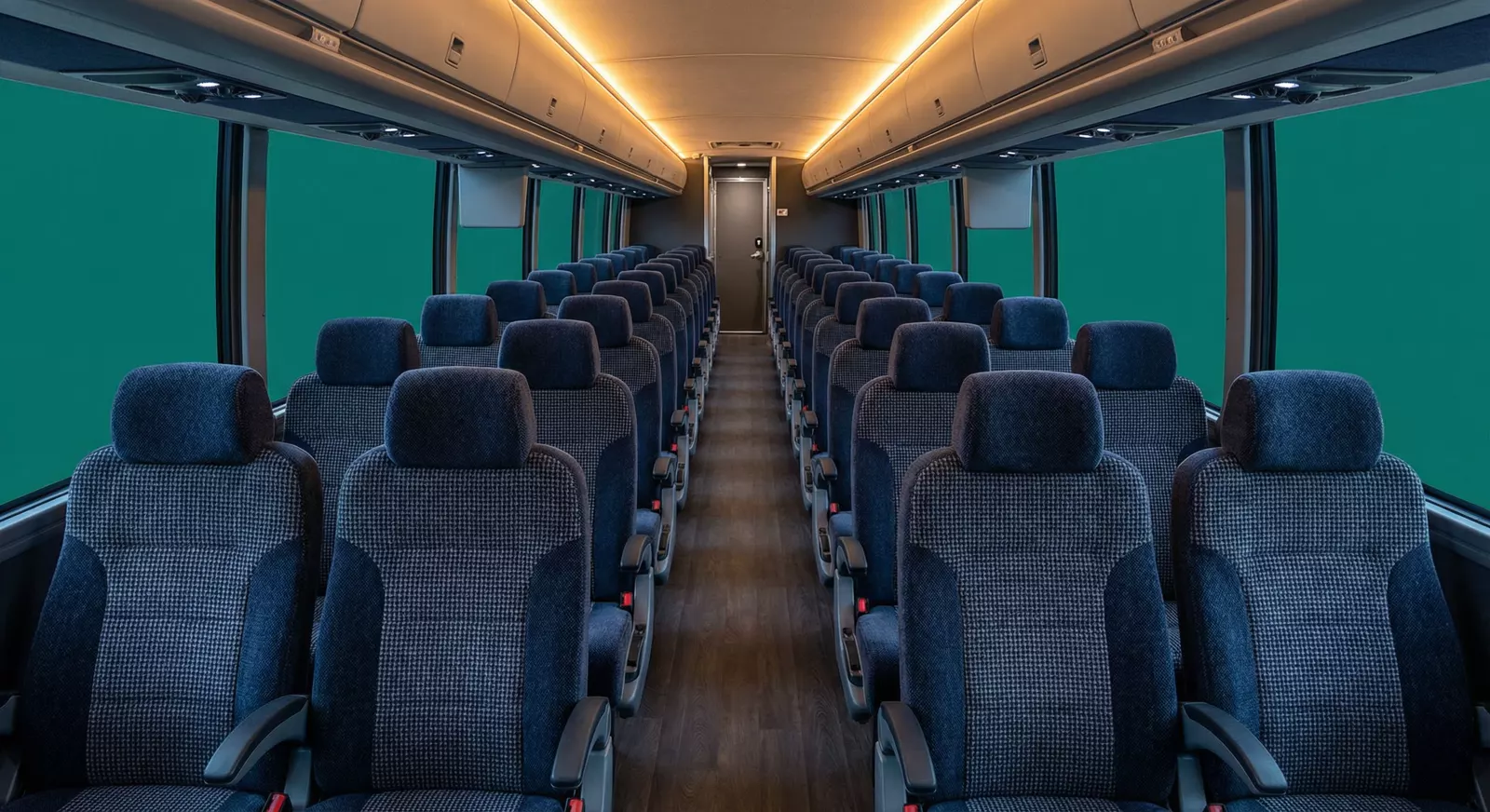 56-passenger coach bus interior