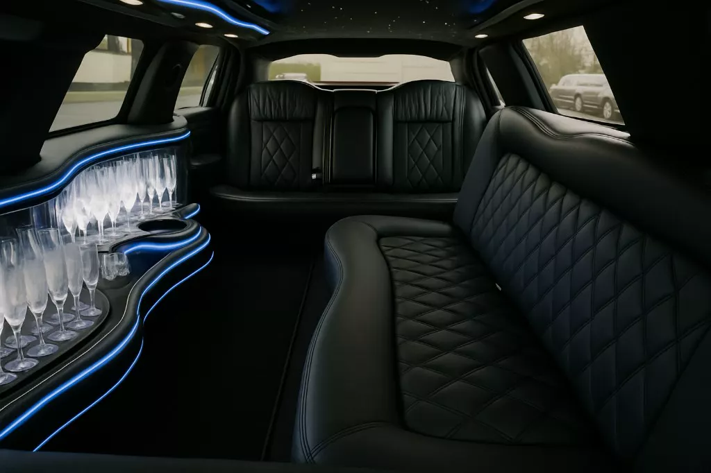 8-passenger limousine interior