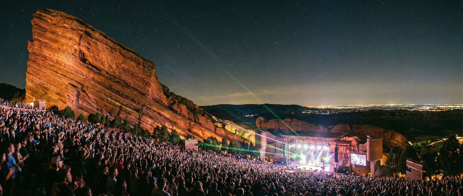 A nighttime concert at Red Rocks Amphitheatre